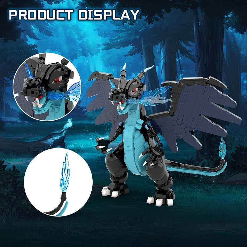 Blue Flame Dark Wing Dragon MOC Building Kit - 4