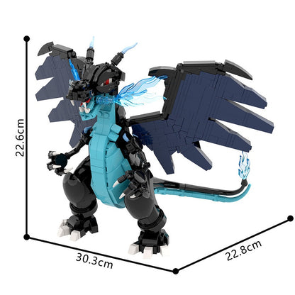 Blue Flame Dark Wing Dragon MOC Building Kit - 5