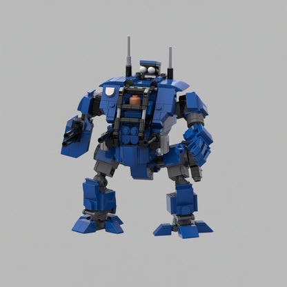 Blue Open-Cockpit Heavy Gun Tactical Mech MOC Building Kit - 1