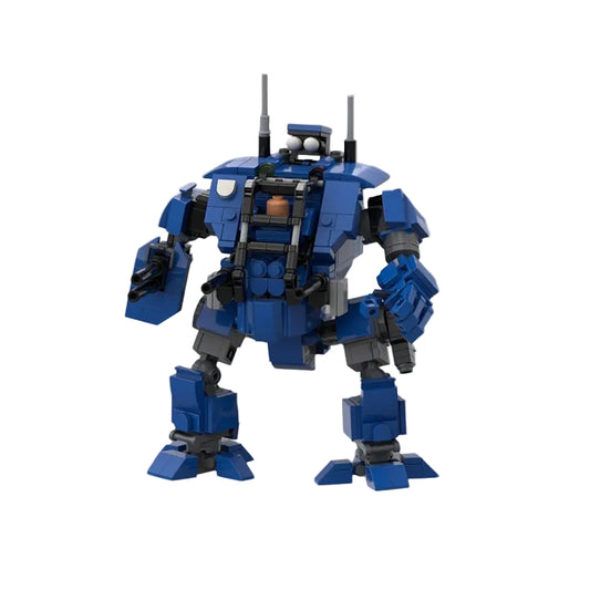 Blue Open-Cockpit Heavy Gun Tactical Mech MOC Building Kit - 1
