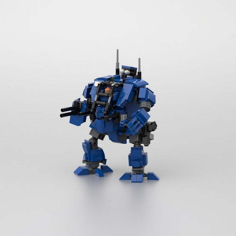 Blue Open-Cockpit Heavy Gun Tactical Mech MOC Building Kit - 2