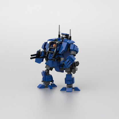 Blue Open-Cockpit Heavy Gun Tactical Mech MOC Building Kit - 2
