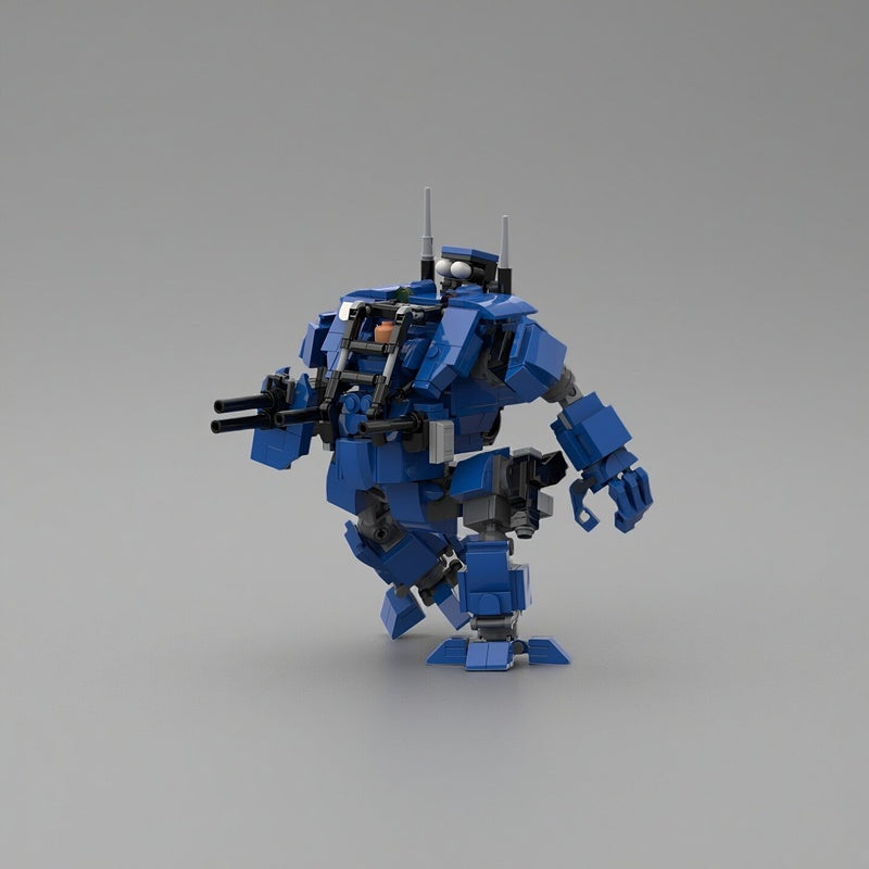 Blue Open-Cockpit Heavy Gun Tactical Mech MOC Building Kit - 3