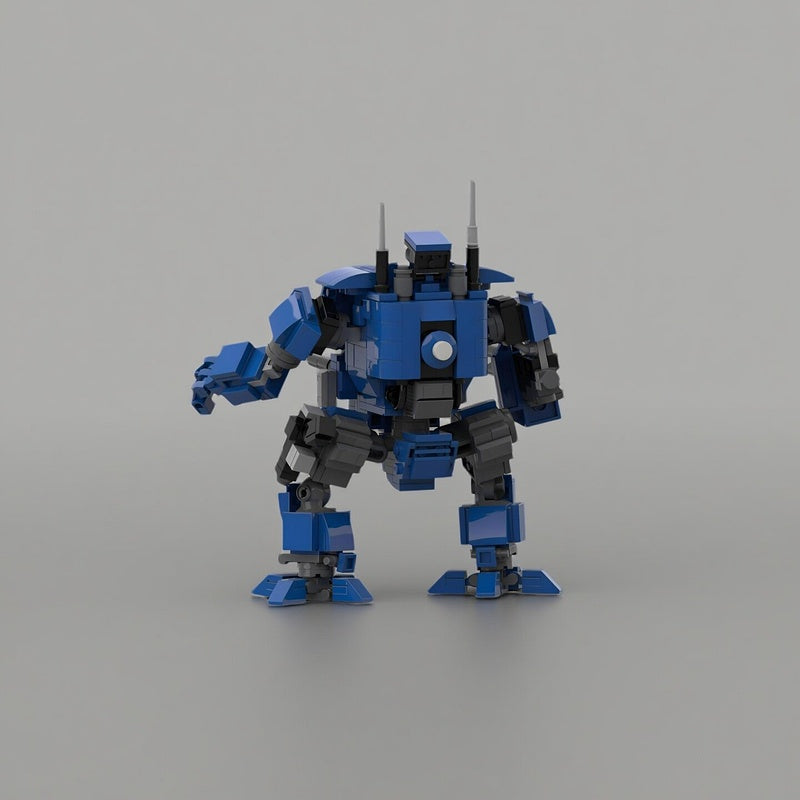 Blue Open-Cockpit Heavy Gun Tactical Mech MOC Building Kit - 4