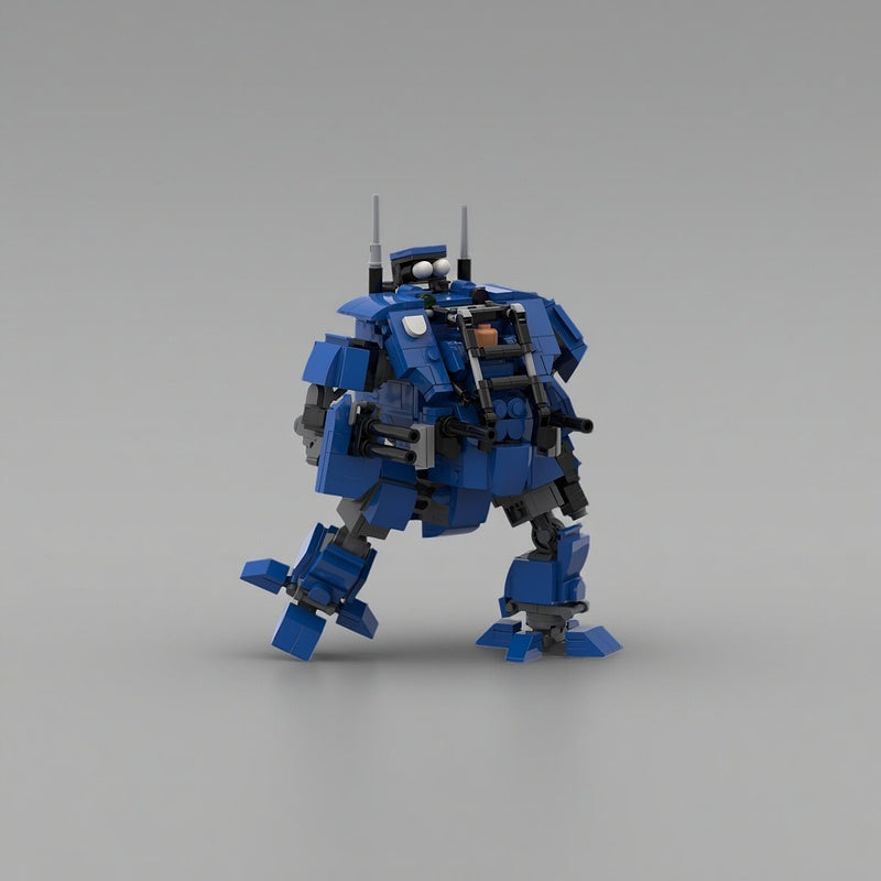Blue Open-Cockpit Heavy Gun Tactical Mech MOC Building Kit - 5