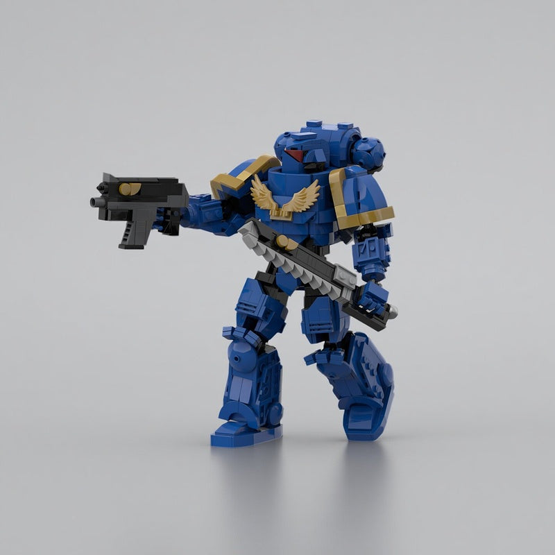 Blue Powered-Armor Assault Infantry Character MOC Building Kit - 3