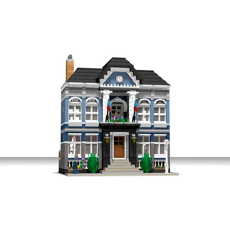 Blue Residence MOC Modular Townhouse Architecture Building Kit - 2