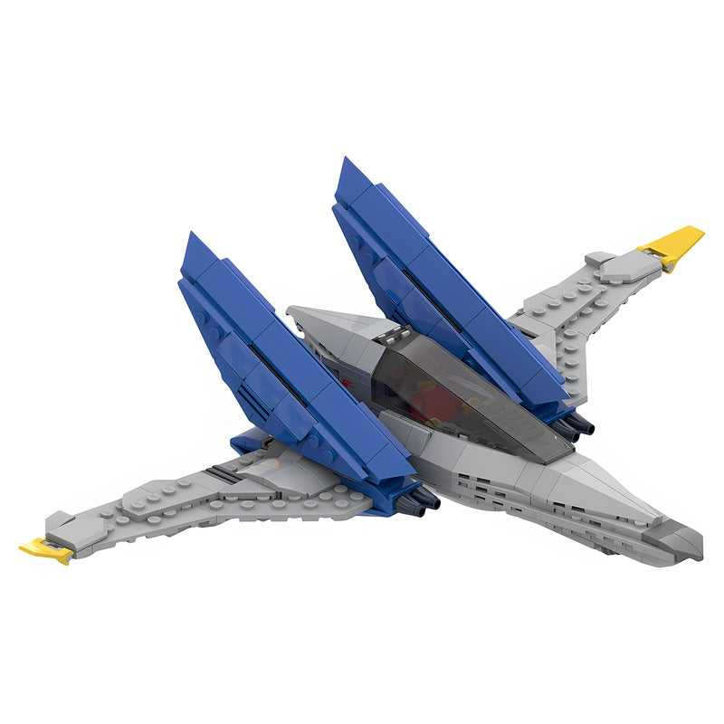 Blue Twin-Fin Space Starfighter MOC Building Kit - 1
