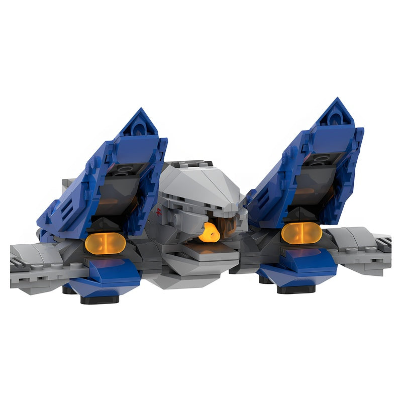 Blue Twin-Fin Space Starfighter MOC Building Kit - 2