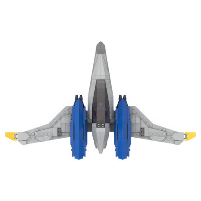 Blue Twin-Fin Space Starfighter MOC Building Kit - 3