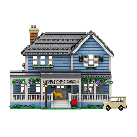 Blue Wraparound Porch House MOC Building Kit - 1