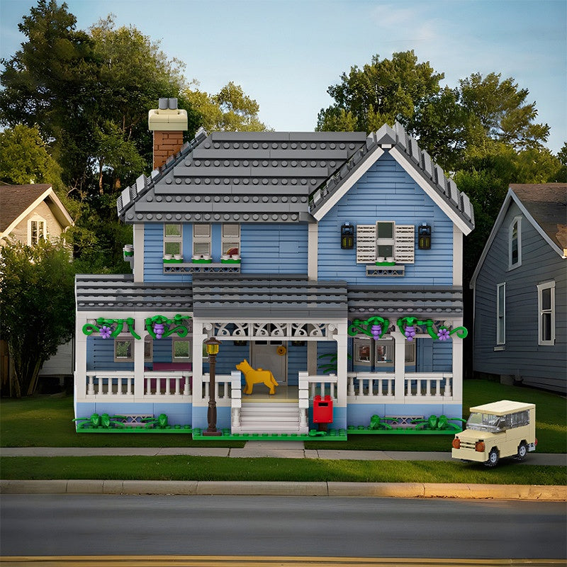 Blue Wraparound Porch House MOC Building Kit - 2