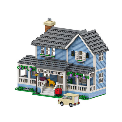 Blue Wraparound Porch House MOC Building Kit - 3