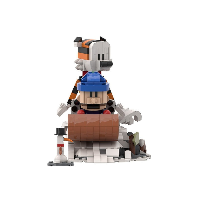 Boy And Tiger Winter Sledding Adventure MOC Building Kit - 3