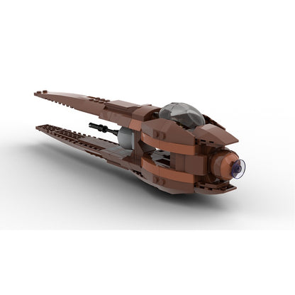 Brown Long-Wing Starfighter MOC Spacecraft Building Kit - 2