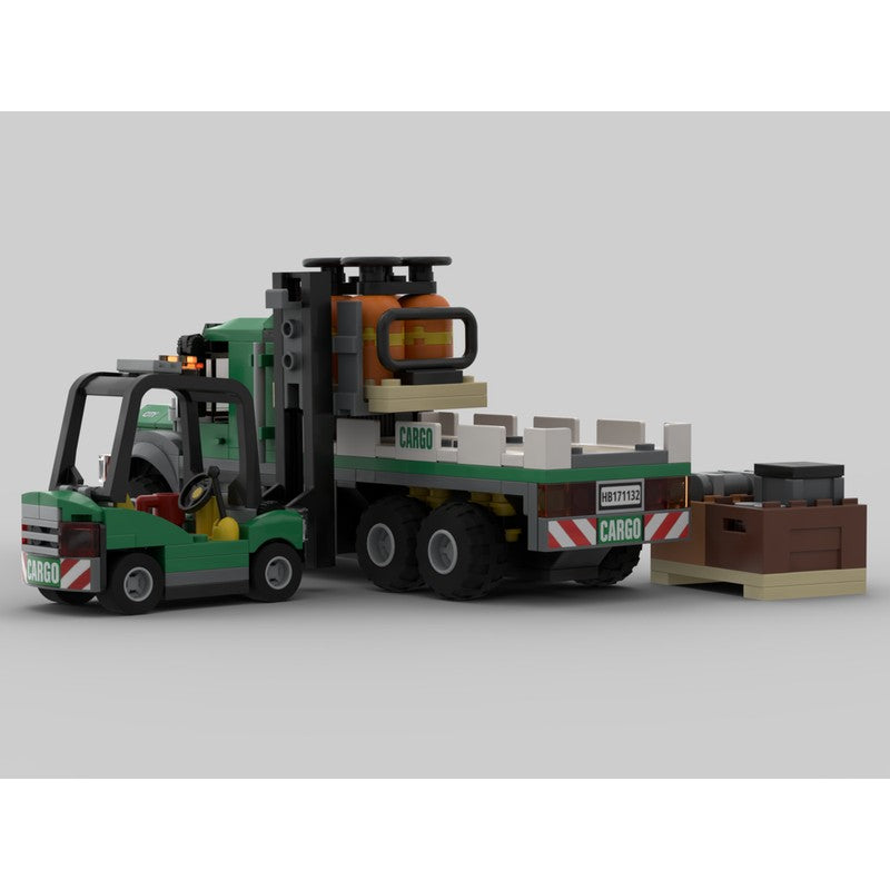 Cargo Flatbed Truck & Forklift Building Kit | Compatible MOC - 3