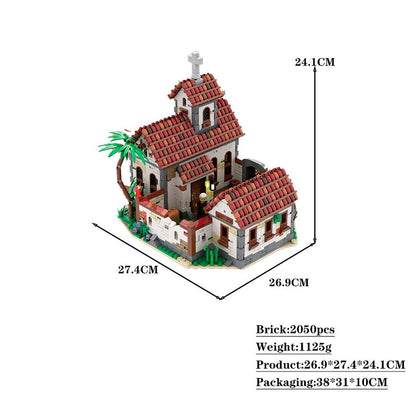 Caribbean Church MOC Building Kit | Pirate Island Architecture Model - 4