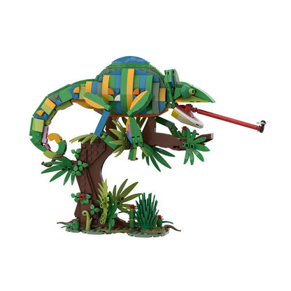 Chameleon Wildlife MOC Building Kit | Colorful Reptile Display Model - 1