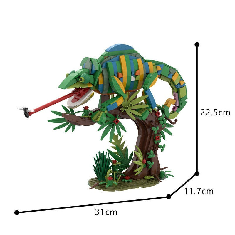 Chameleon Wildlife MOC Building Kit | Colorful Reptile Display Model - 4