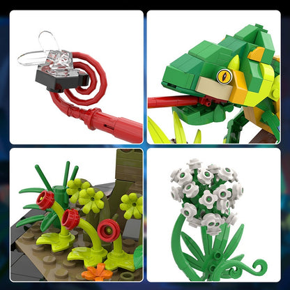 Chameleon Wildlife MOC Building Kit | Colorful Reptile Display Model - 9