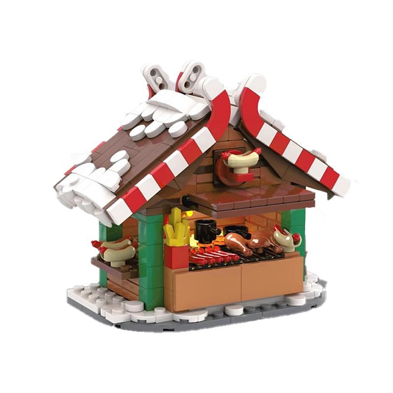 Christmas Grilling Stand MOC Building Kit | Winter Village Scene Model - 2