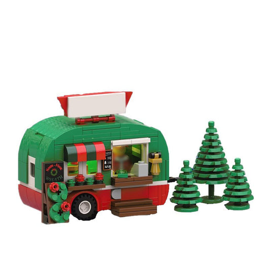 Christmas Tree Seller Caravan Shop Building Kit | Winter Village | LEGO-Compatible MOC - 1