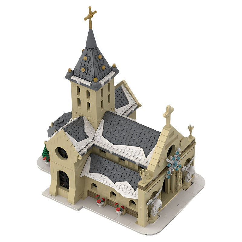 Christmas Village Church with Bell Tower MOC Building Kit - 1