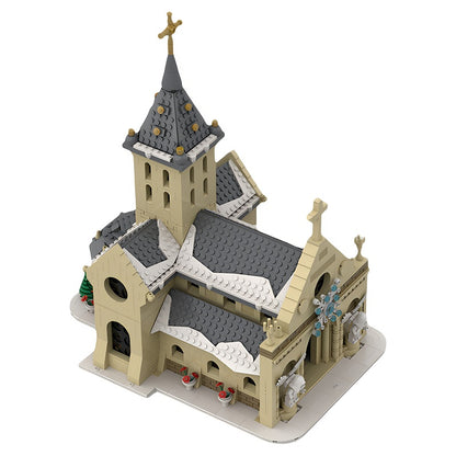 Christmas Village Church with Bell Tower MOC Building Kit - 1