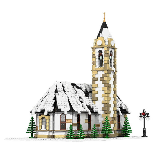 Christmas Winter Church MOC Building Kit | Snowy Village Architecture - 1