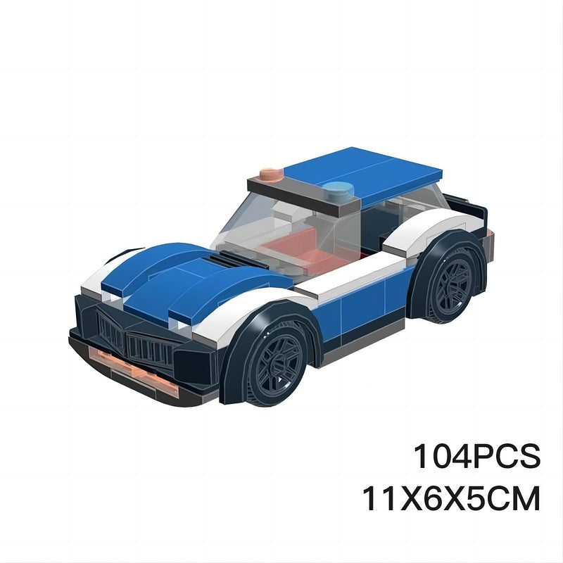 City Police Car MOC Building Kit | Modern Patrol Sedan Vehicle Model - 3
