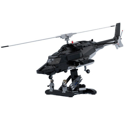 Classic Black Attack Helicopter MOC Building Kit | Military Aircraft Model - 1
