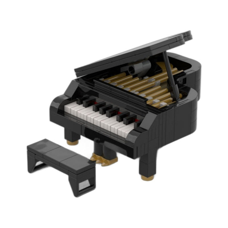 Classic Black Grand Piano Building Kit | Miniature Scale LEGO-Compatible MOC - 3