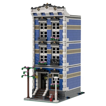 Classic Blue Modular Townhouse MOC Building Kit - 1