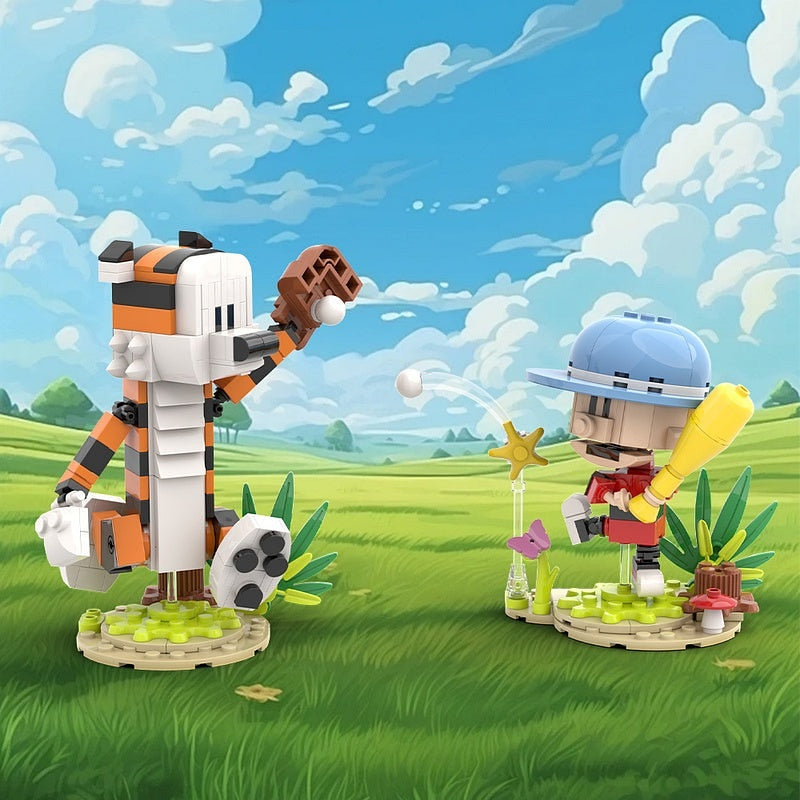 Classic Comic Boy And Tiger MOC Character Baseball Building Kit - 5