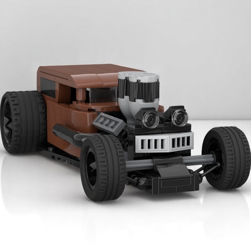 Classic Hot Rod Coupe Exposed Engine MOC Building Kit - 1