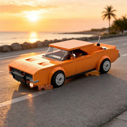 Classic Orange Muscle Car MOC Building Kit | Vintage Vehicle Model - 1
