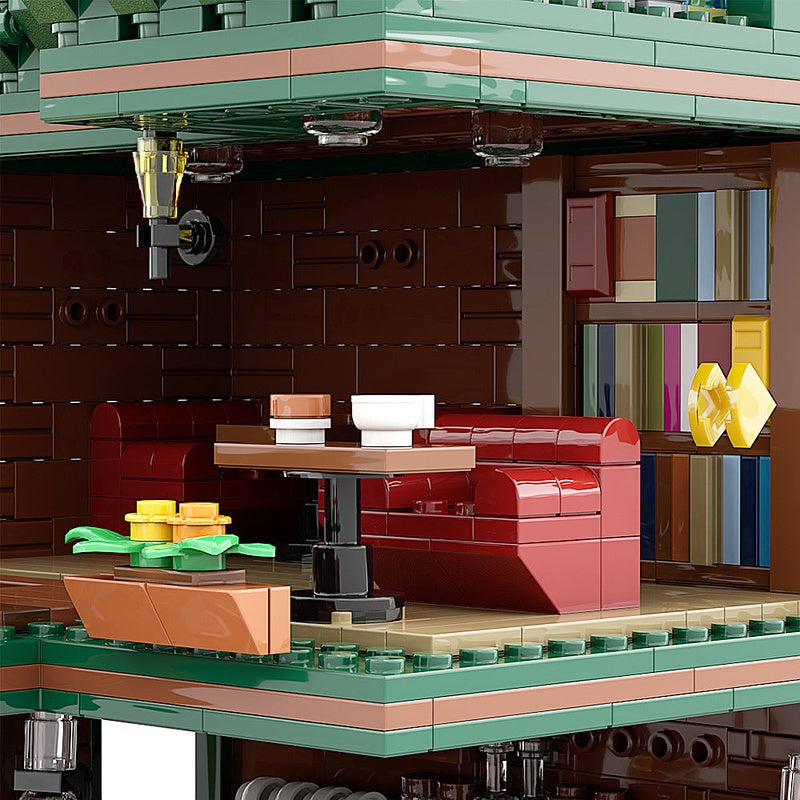 Coffeehouse MOC Building Kit Cozy Café Architecture Model - 6