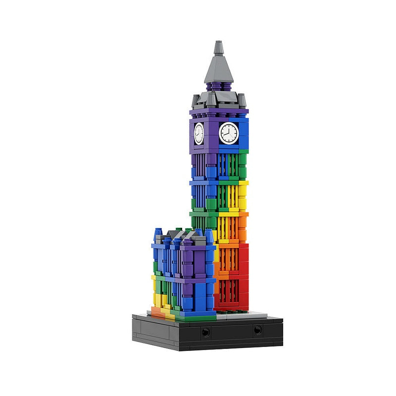 Colorful Big Ben MOC Historic Clock Tower Architecture Building Kit - 1