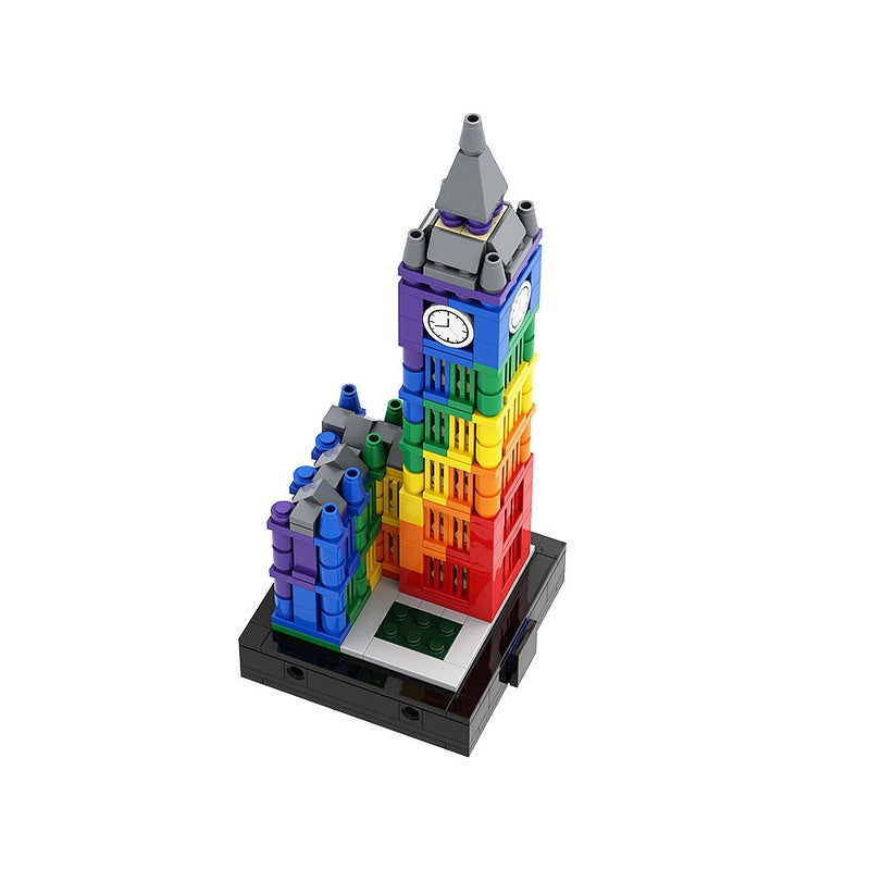 Colorful Big Ben MOC Historic Clock Tower Architecture Building Kit - 3