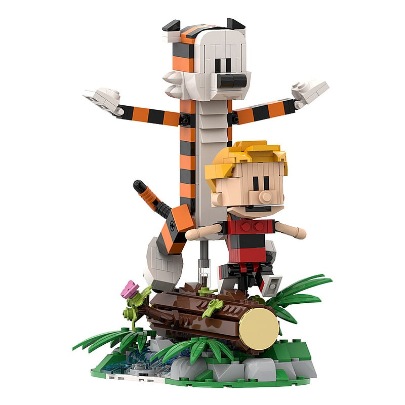 Comic Boy and Tiger Friends Figure Building Kit | LEGO-Compatible MOC - 2