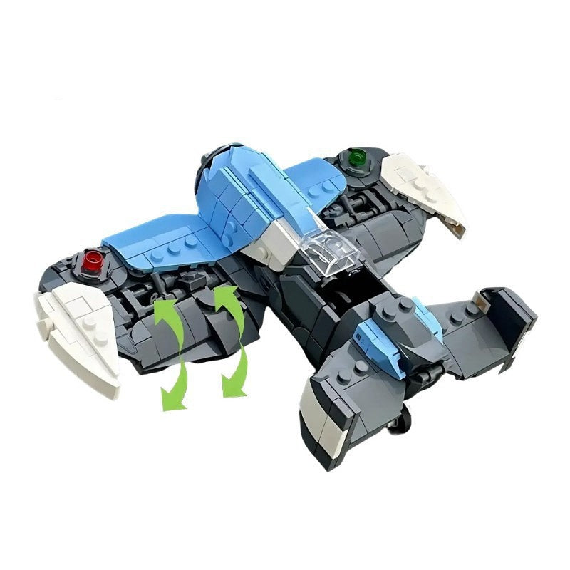 Compact Blue Interceptor Starfighter MOC Building Kit - 1