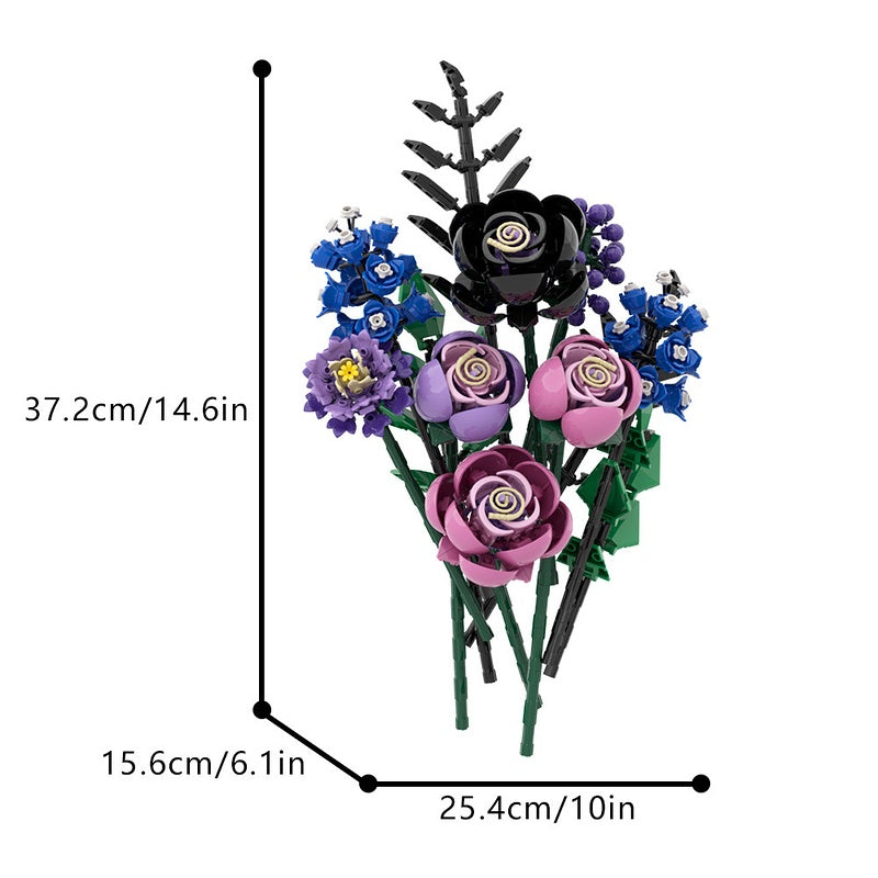 Cool-Tone Floral Bouquet MOC Building Kit - 4