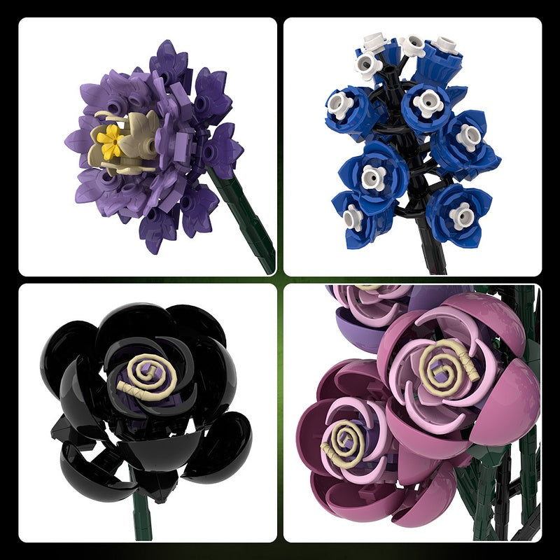 Cool-Tone Floral Bouquet MOC Building Kit - 6