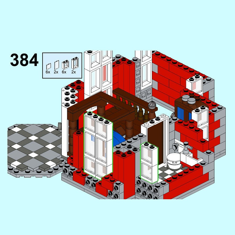 Corner Mansion MOC Building Kit | Modular Architecture House Model - 2