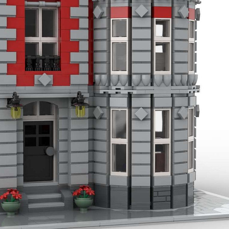 Corner Mansion MOC Building Kit | Modular Architecture House Model - 3
