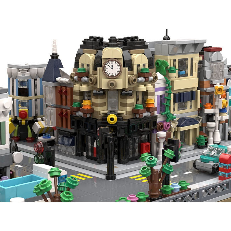 Corner Post Office Modular Building Kit | 4534 Piece Architectural MOC Kit - 10