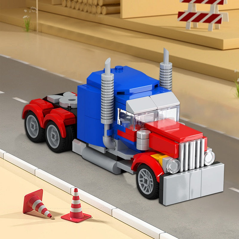 Custom Red and Blue Semi Truck Building Kit | LEGO-Compatible MOC - 1