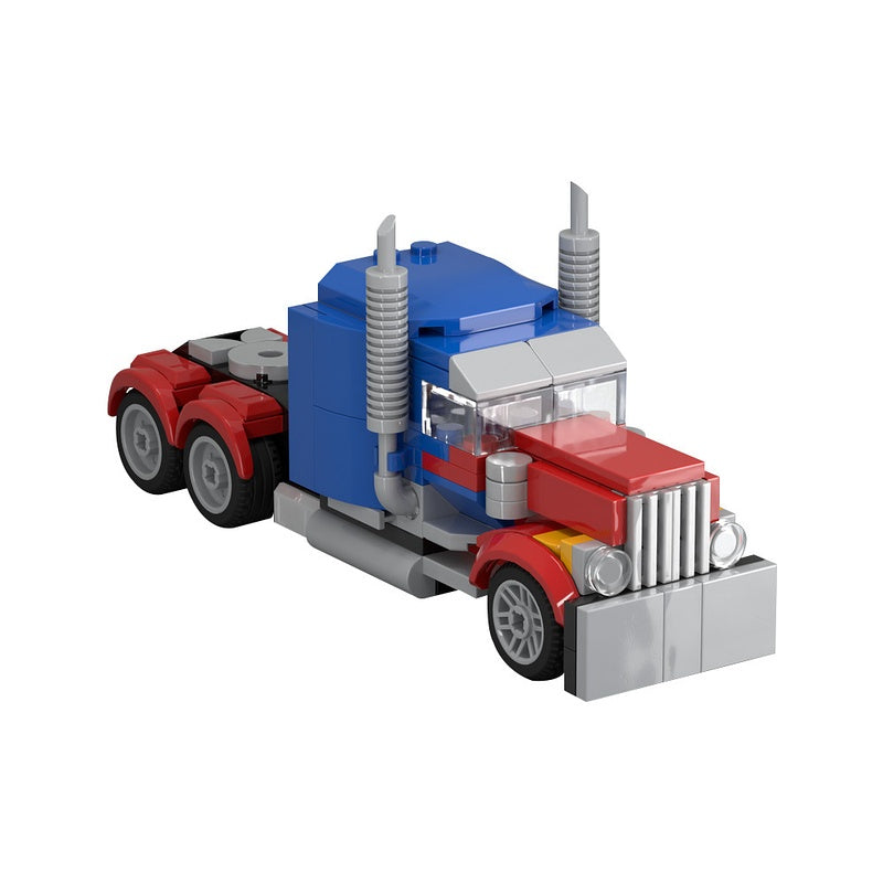 Custom Red and Blue Semi Truck Building Kit | LEGO-Compatible MOC - 2