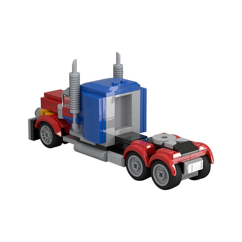 Custom Red and Blue Semi Truck Building Kit | LEGO-Compatible MOC - 3