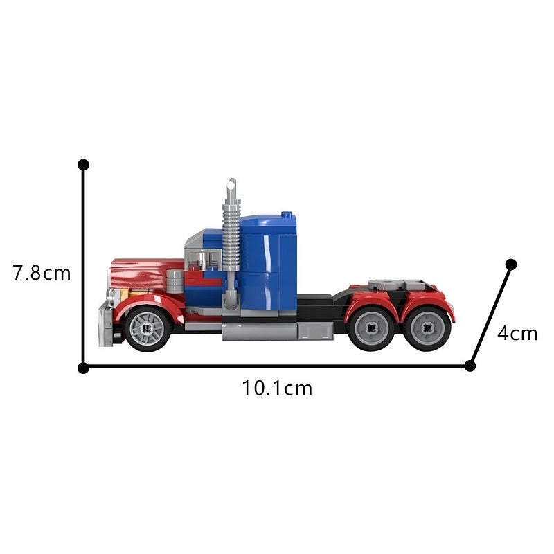 Custom Red And Blue Semi Truck MOC Building Kit | Cargo Vehicle - 3
